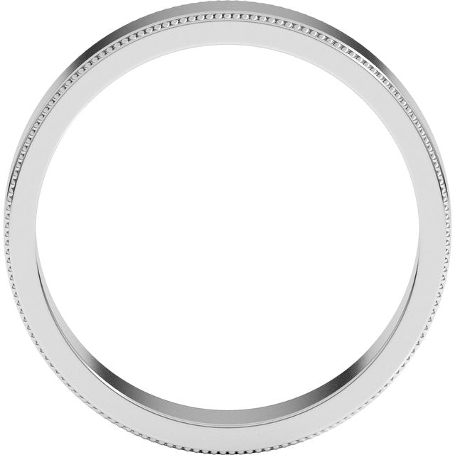 14K White 5 mm Milgrain Flat Band Size 9.5