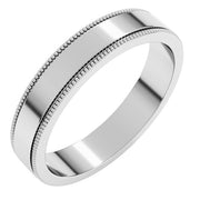 14K White 4 mm Milgrain Flat Band Size 9