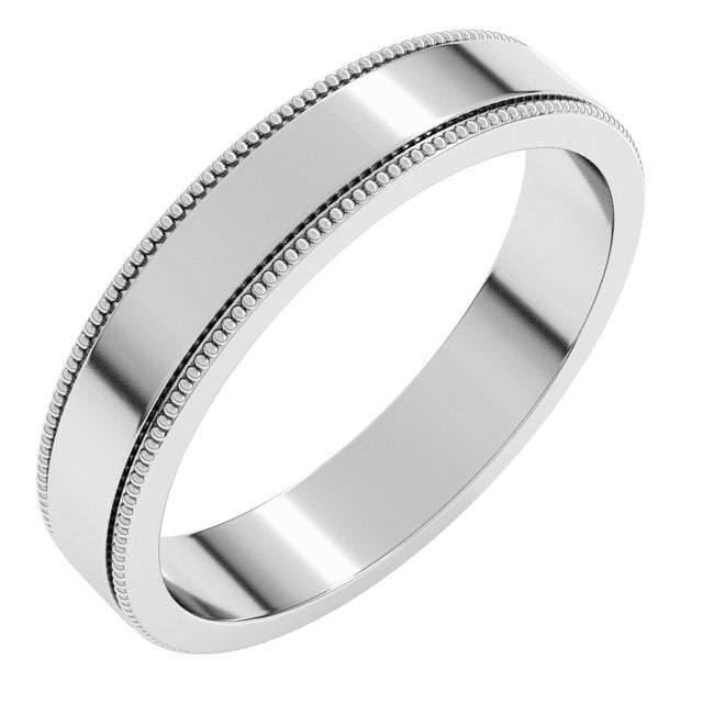 14K White 4 mm Milgrain Flat Band Size 9