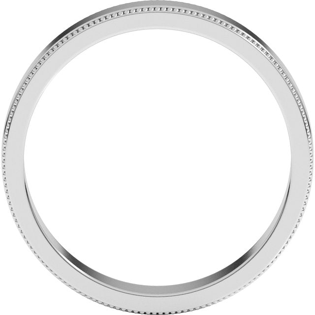 14K X1 White 4 mm Milgrain Flat Band Size 9