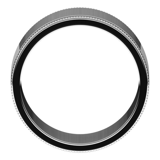 14K White 10 mm Milgrain Flat Band Size 8.5