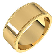 14K Yellow 8 mm Milgrain Flat Band Size 10