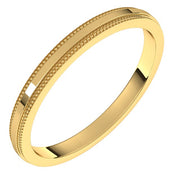 14K Yellow 2 mm Milgrain Flat with Edge Band Size 5
