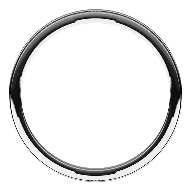 14K White 2 mm Milgrain Flat with Edge Band Size [cv