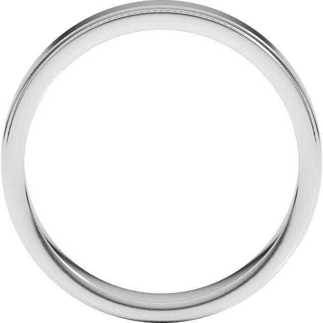 14K White 4 mm Milgrain Flat with Edge Band Size [cv