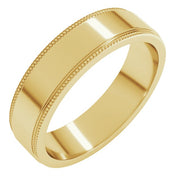 18K Yellow 5 mm Milgrain Flat with Edge Band Size 10