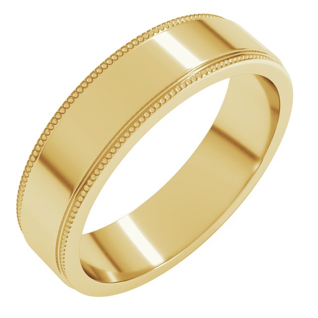 14K Yellow 5 mm Milgrain Flat with Edge Band Size 12
