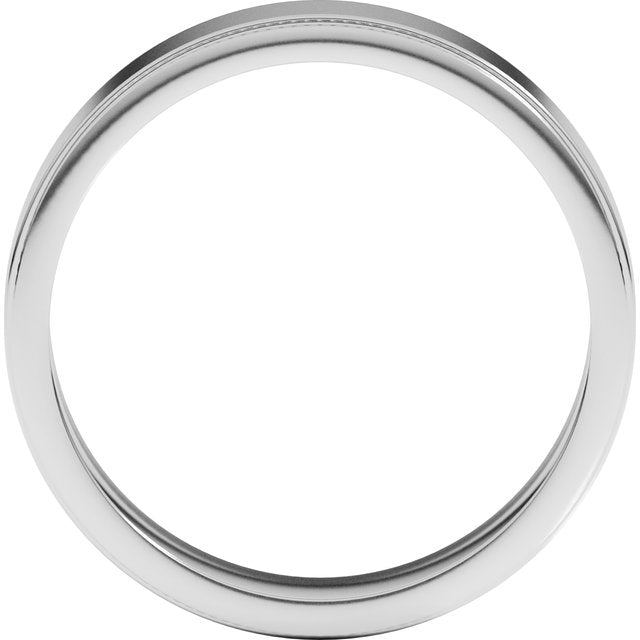 14k White 5 Mm Milgrain Stepped-edge Flat Band Size 9