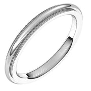 14K White 2.5 mm Milgrain Half Round Comfort Fit Edge Band Size 5