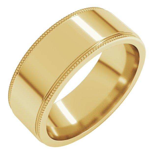 14k Yellow 7 Mm Milgrain Stepped-edge Flat Band Size 10