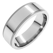 14K White 6 mm Milgrain Flat with Edge Band Size 8.5