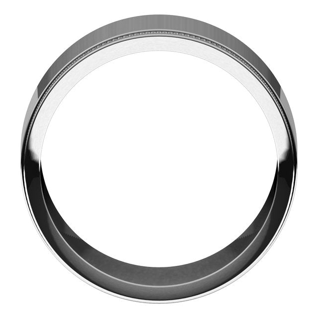 14k White 10 Mm Milgrain Stepped-edge Flat Band Size 10