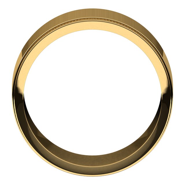 14K Yellow 10 mm Milgrain Flat with Edge Band Size 10