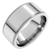 14K White 8 mm Milgrain Flat with Edge Band Size 9