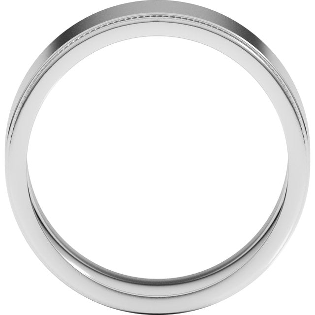 14K White 8 mm Milgrain Flat with Edge Band Size 9