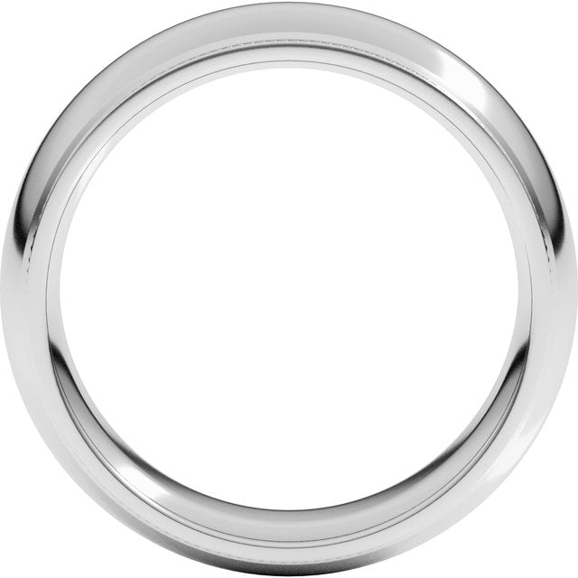 14K White 7 mm Milgrain Half Round Comfort Fit Edge Band Size 7.5