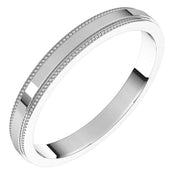 14K White 2.5 mm Milgrain Flat with Edge Band Size [cv