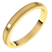 18K Yellow 2.5 mm Milgrain Flat with Edge Band Size 9.5