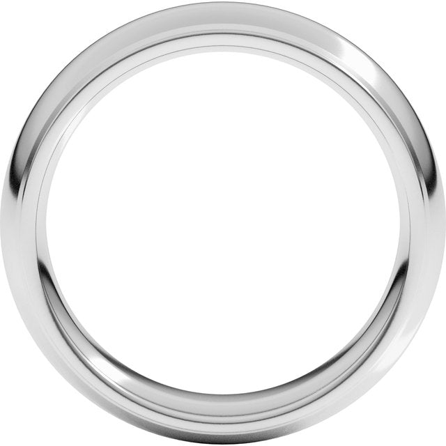 14K White 6 mm Milgrain Half Round Comfort Fit Edge Band Size 7