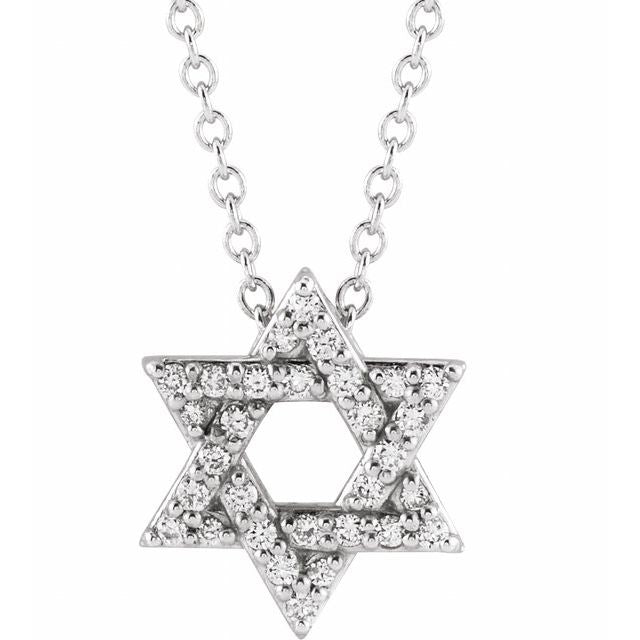 14K White 1/10 CTW Natural Diamond Star of David 16-18' Necklace