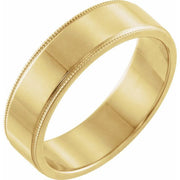 18K Yellow 6 mm Milgrain Flat Band Size 11