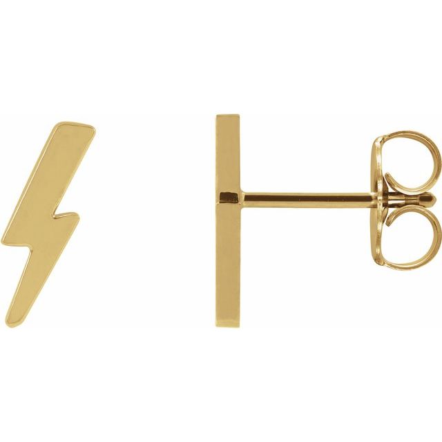 14K Yellow Tiny Lightning Bolt Earrings