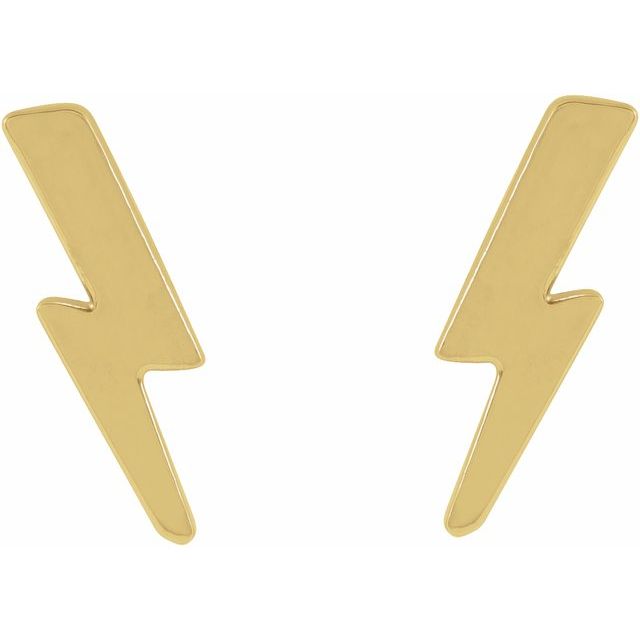 14K Yellow Tiny Lightning Bolt Earrings