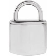 14K White Engravable Lock Pendant