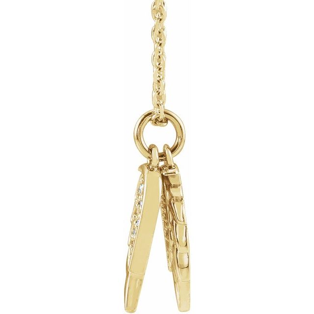 14K Yellow .03 CTW Natural Diamond Angel Wings 16-18' Necklace
