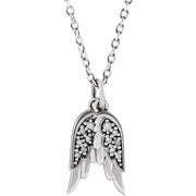 Sterling Silver .03 CTW Natural Diamond Angel Wings 16-18' Necklace