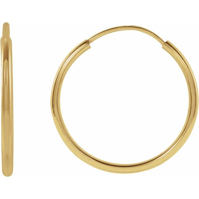 14K Yellow Flexible Endless Tube 15 mm Hoop Earrings
