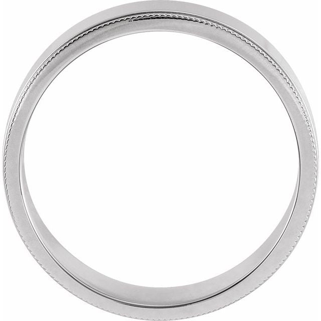 14K White 6 mm Milgrain Flat Band Size 9
