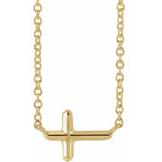 14k Yellow Sideways Cross 15' Necklace