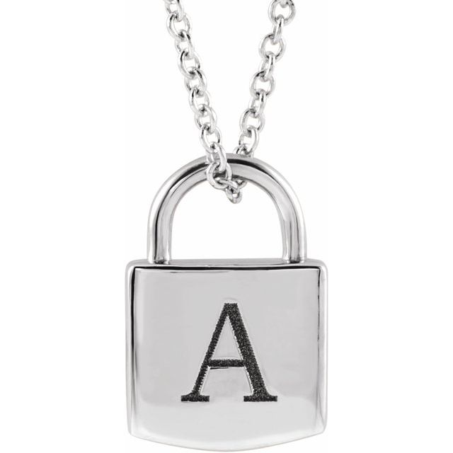 Sterling Silver Engravable Lock 16-18' Necklace