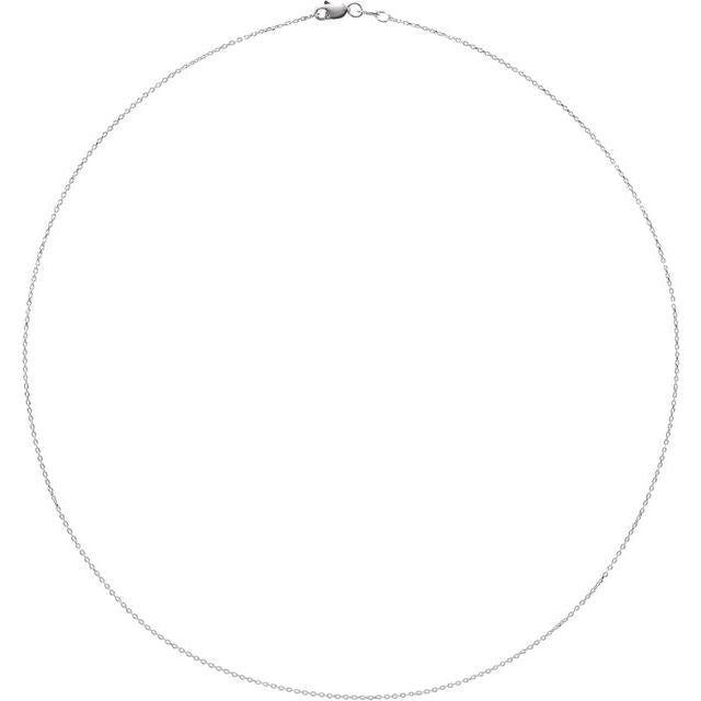 18K White 1 mm Diamond-Cut Cable 18' Chain