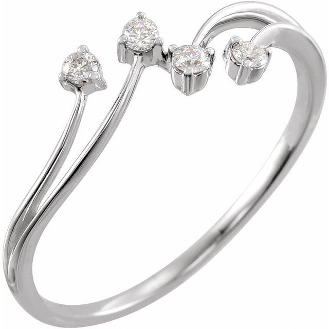 14K White 1/10 CTW Natural Diamond Bypass Ring