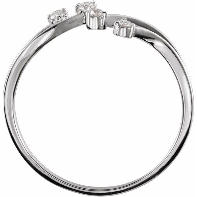 14K White 1/10 CTW Natural Diamond Bypass Ring