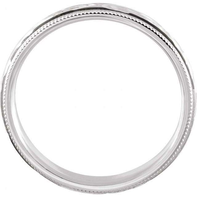 14k White 3 Mm Milgrain Hand-engraved Comfort-fit Band Size 5