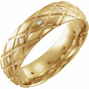 14k Yellow 1/10 Ctw Natural Diamond Patterned Band Size 10