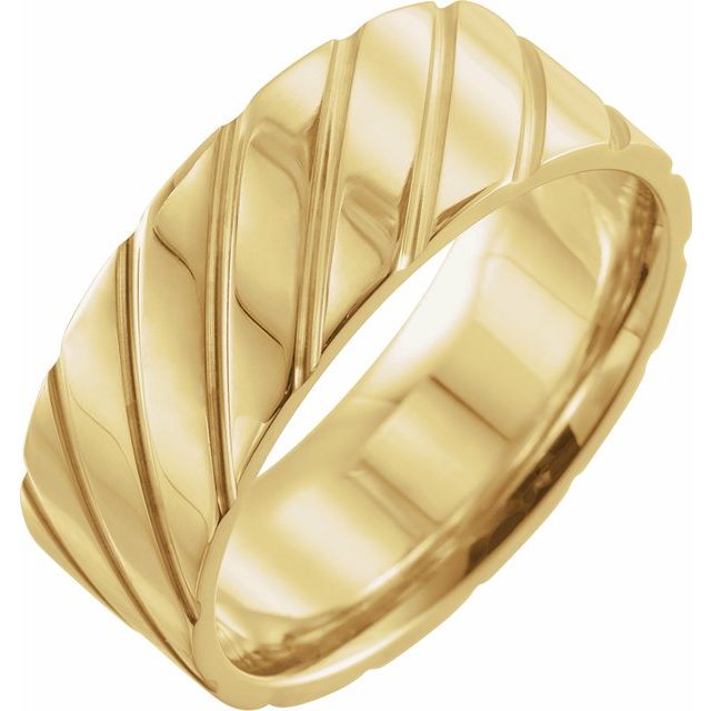 14K Yellow 8 mm Grooved Band Size 6.5