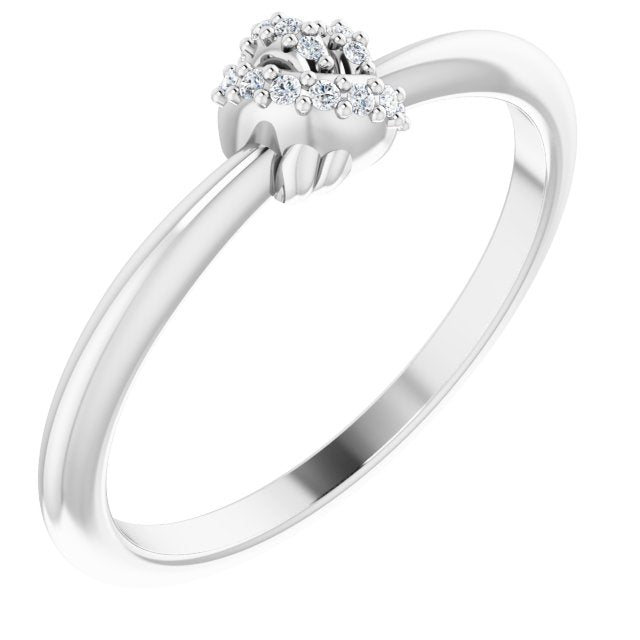 14K White .03 CTW Natural Diamond Knot Ring