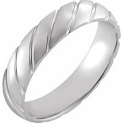 14K White 5 mm Grooved Band Size 6.5