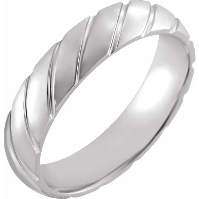 14K White 5 mm Grooved Band Size 6.5