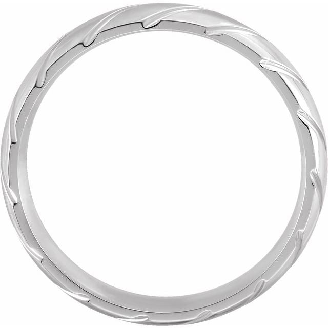 14K White 5 mm Grooved Band Size 6.5