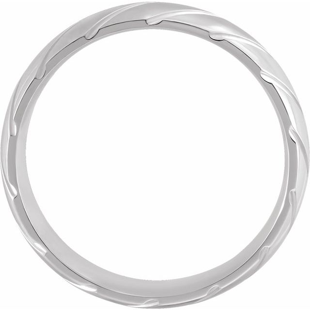 14K White 6 mm Grooved Band Size 11