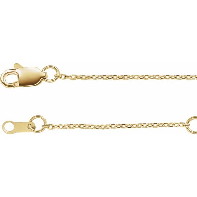 14K Yellow 1 mm Adjustable Diamond-Cut Cable 16-18' Chain