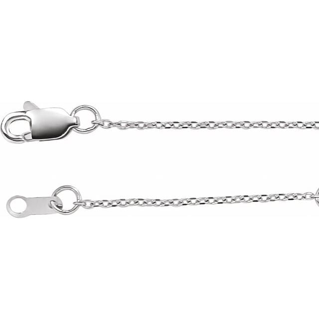 14K White 1 mm Adjustable Diamond-Cut Cable 16-18' Chain