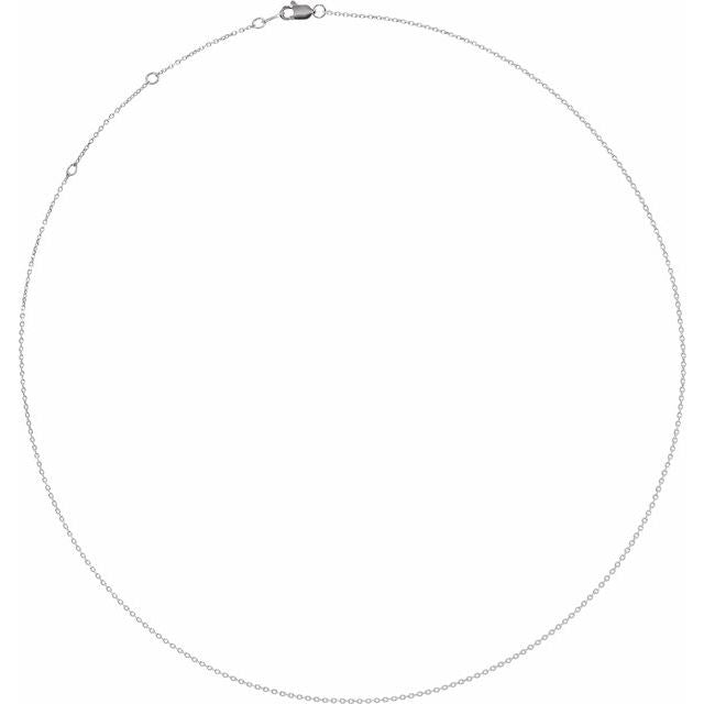 14K White 1 mm Adjustable Diamond-Cut Cable 16-18' Chain