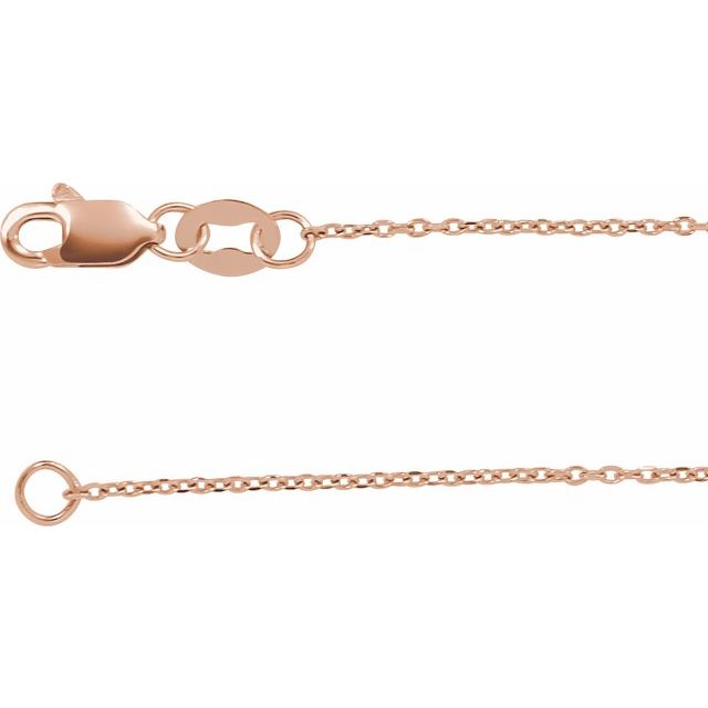 18K Rose 1 mm Diamond-Cut Cable 18' Chain