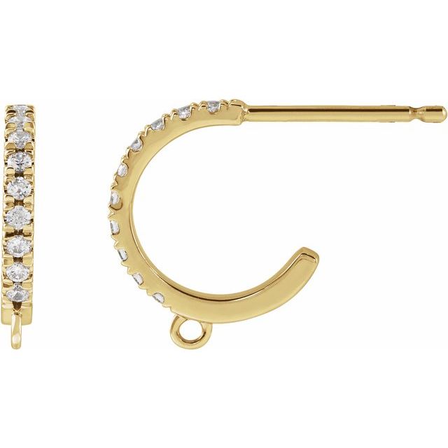 14k Yellow .03 Ctw Natural Diamond French-set Hoop Earring Top